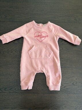 Maison Me Pink Baby Romper with Heart 'mon coeur' Graphic